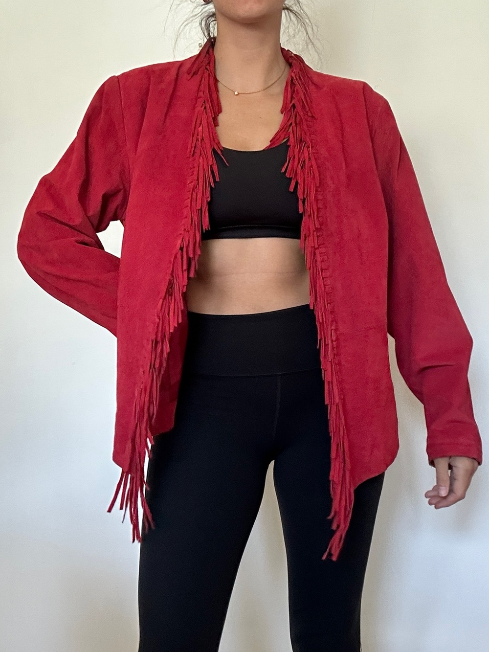 Dialogue Red Suede Fringe Jacket